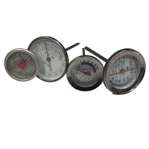 Lot of 4 Meat Thermometers Taylor & Cooper Stainless Steel Dial Oven BBQ Grill - Picture 1 of 6